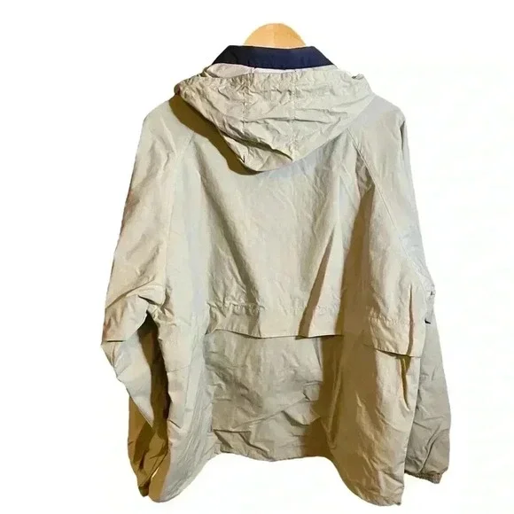 VGT EXODUS Windbreaker Jacket Hooded Front Pockets Zip-up Cream/Beige Size L - Picture 5 of 16
